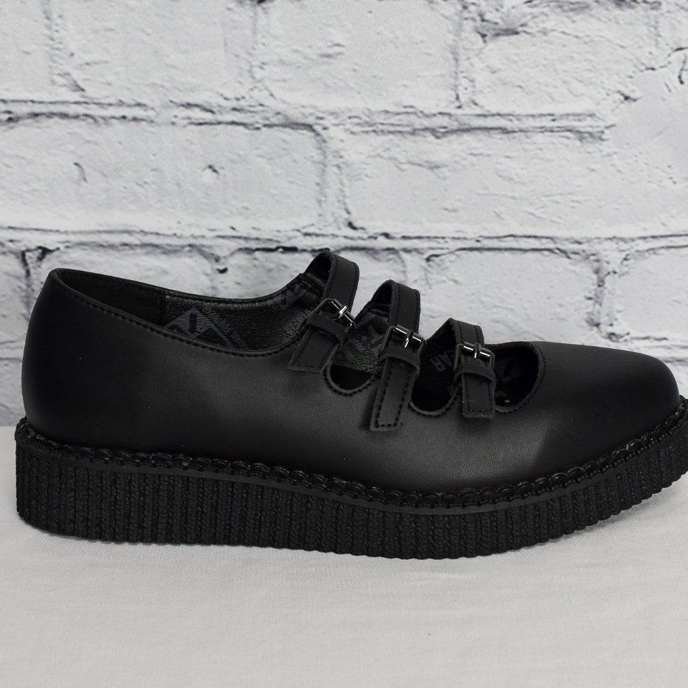 NEW IN BOX T.U.K. Footwear Women's Black TUKskin Pointed 3-Strap Mary Jane Shoes - Picture 6 of 8